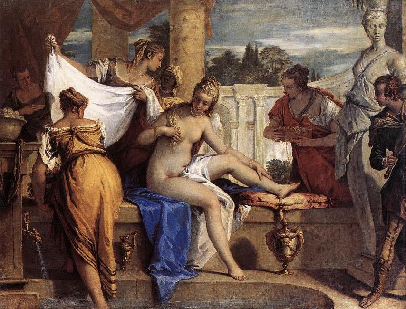 RICCI, Sebastiano Bathsheba in her Bath oil painting image